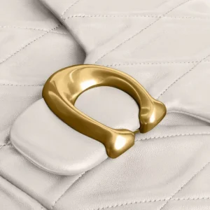 COACH Times Square Tabby Shoulder Bag With Quilting Brass/Chalk Clearance